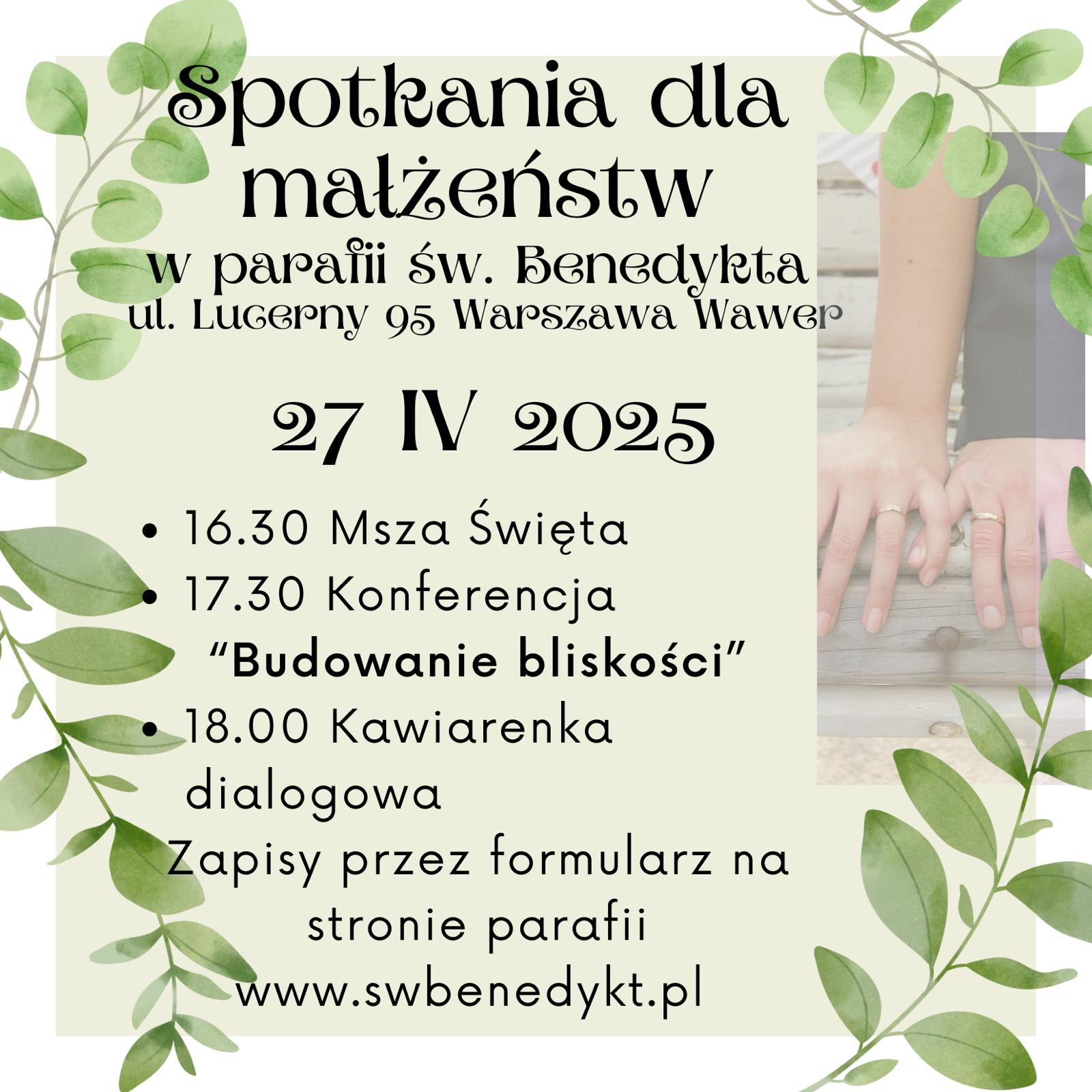 Msza św. dla małżeństw – kawiarenka dialogowa